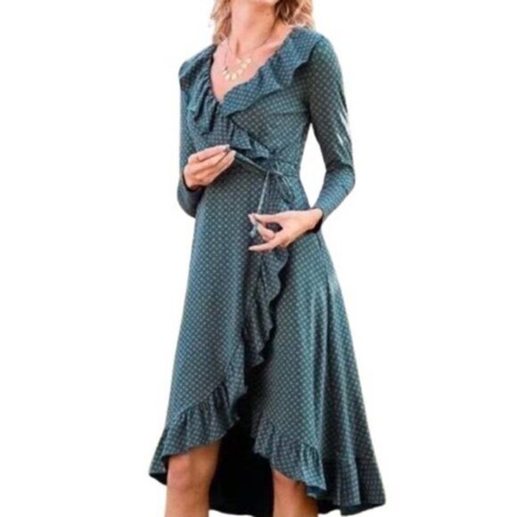 MATILDA JANE Reunion Wrap Dress Teal  S NWT - Picture 1 of 9